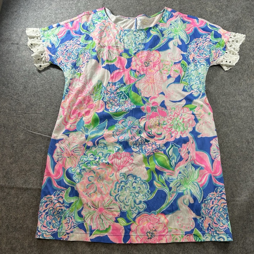 Lilly Pulitzer Dress Women's XL Peony For Your Thoughts Lace Sleeves
